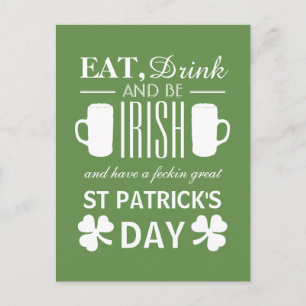 Shamrock and Beer Irish St patrick's day Vykort
