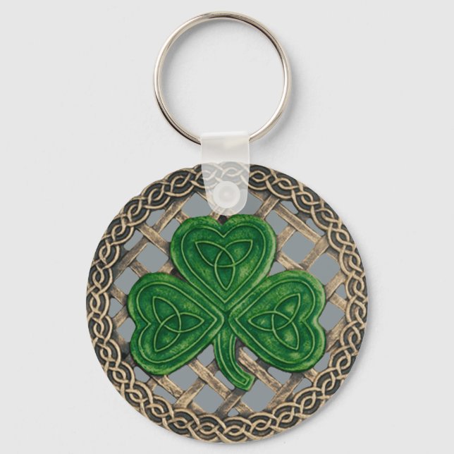 Shamrock and Celtic Knochain Grått Nyckelring (Framsida)