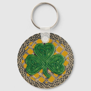 Shamrock and Celtic Knochain Guld Nyckelring