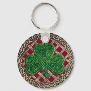Shamrock and Celtic Knochain Red Nyckelring