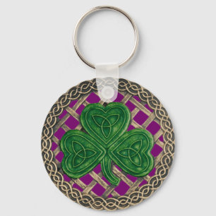 Shamrock and Celtic Knoches Keychain Lila Nyckelring