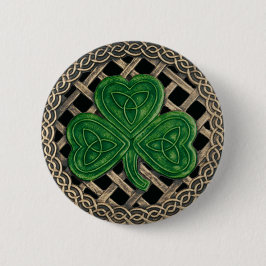Shamrock and Celtic Knots Button Black Knapp