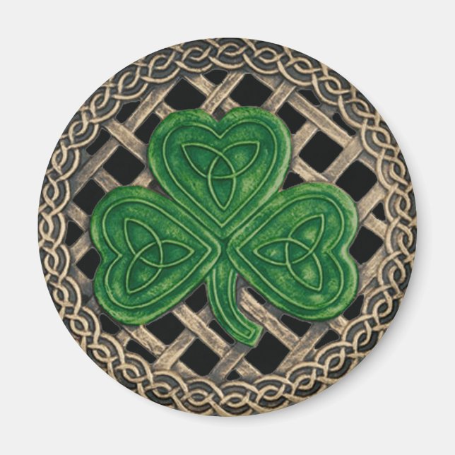 Shamrock and Celtic Knots Magnet Black (Framsidan)