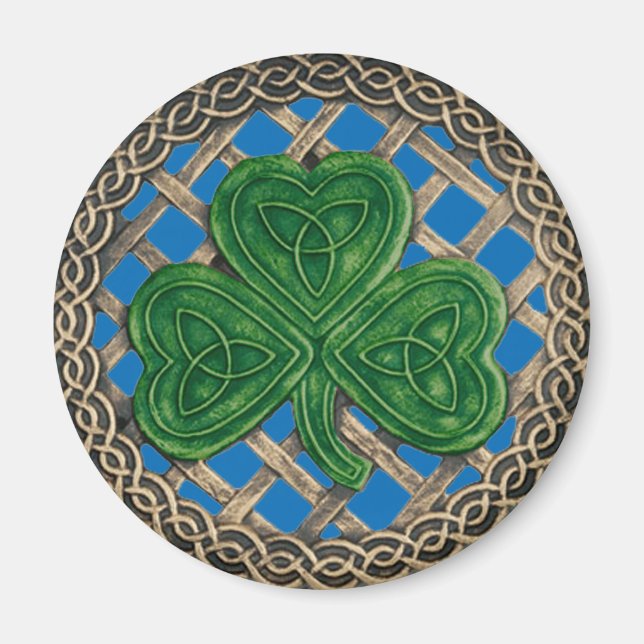 Shamrock and Celtic Knots Magnet Blue (Framsidan)