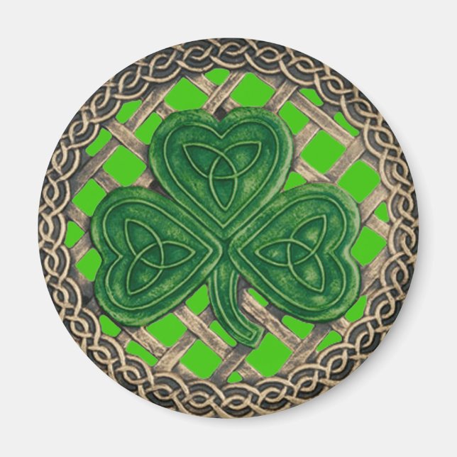Shamrock and Celtic Knots Magnet Grönt (Framsidan)
