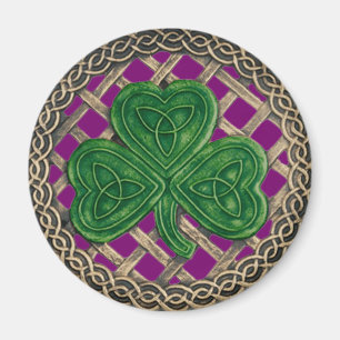 Shamrock and Celtic Knots Magnet Lila