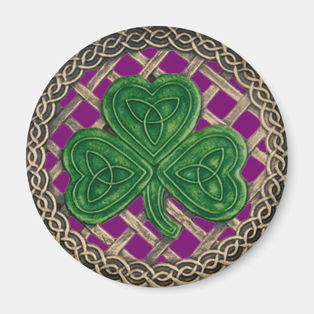 Shamrock and Celtic Knots Magnet Lila (Framsidan)