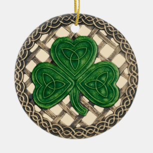Shamrock and Celtic Knots Ornament Beige