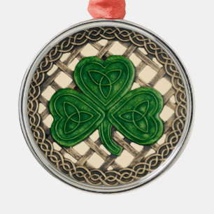 Shamrock and Celtic Knots Ornament Beige