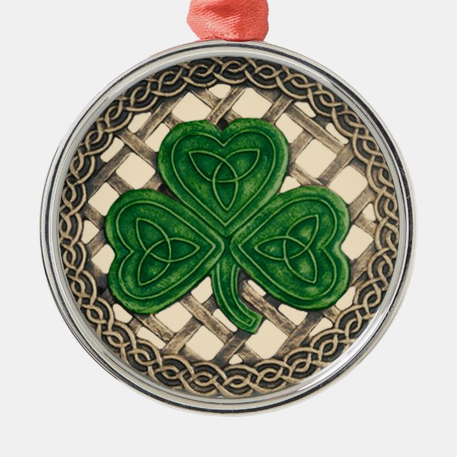 Shamrock and Celtic Knots Ornament Beige (Framsidan)