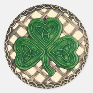 Shamrock and Celtic Knots Stickers Beige Runt Klistermärke