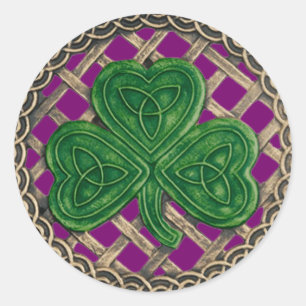 Shamrock and Celtic Knots Stickers Lila Runt Klistermärke