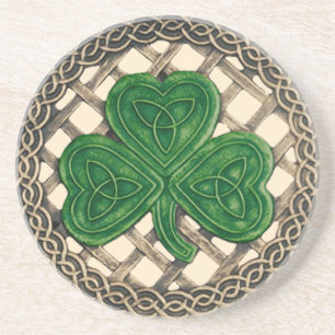 Shamrock and Celtic Knots Underlägg Beige Sandsten