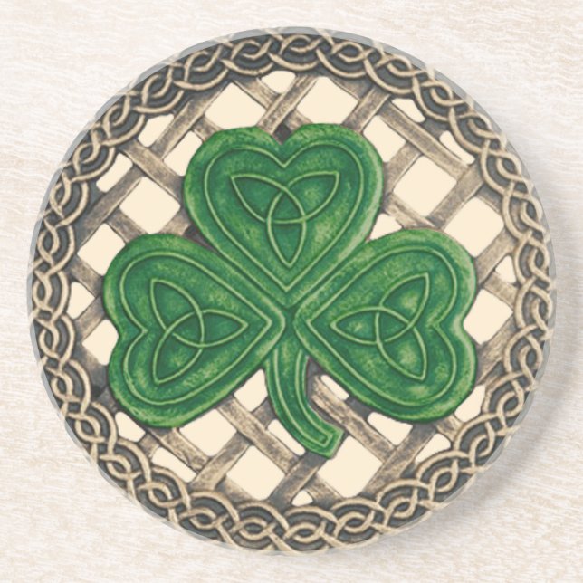 Shamrock and Celtic Knots Underlägg Beige Sandsten (Framsidan)