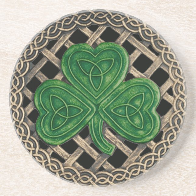 Shamrock and Celtic Knots Underlägg Black (Framsidan)