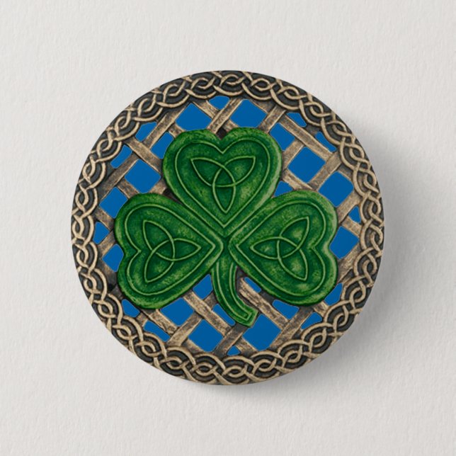 Shamrock and celtic Knott Button Blue Knapp (Framsida)