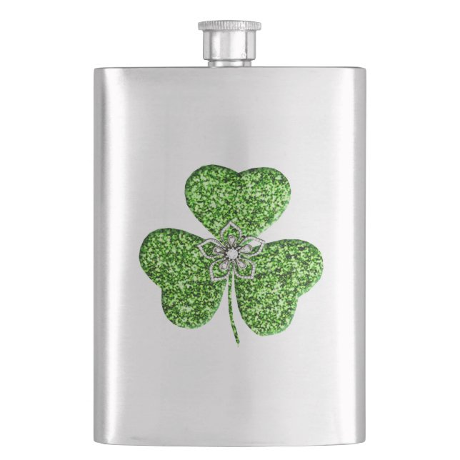 Shamrock and Flower Flask Glitter Fickplunta (Framsidan)