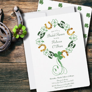 Shamrock and Guld Horseshoe Wandeand Möhippa Inbjudningar