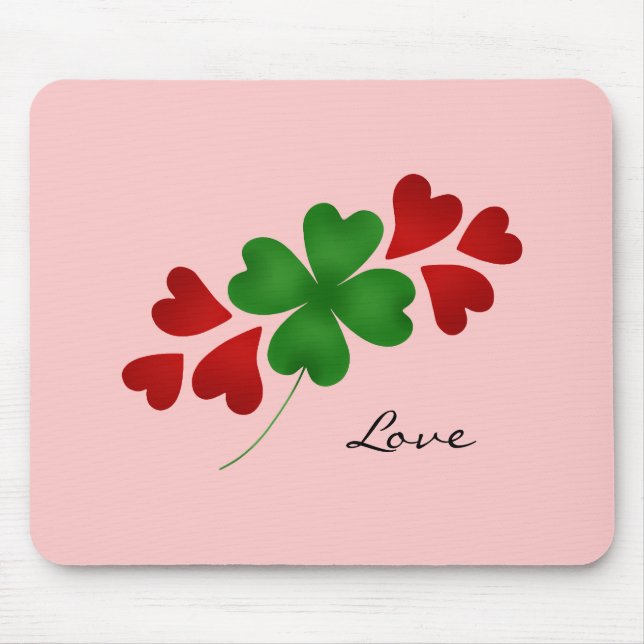 Shamrock and hearts on rosa musmatta (Framsidan)