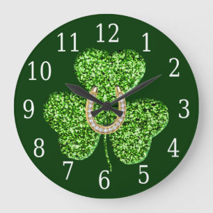 Shamrock and Horseshoe Clock Stor Klocka