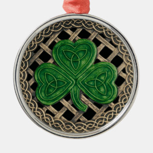 Shamrock and keltic Knots Ornament Black