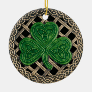 Shamrock and keltic Knots Ornament Black