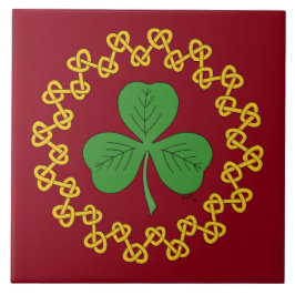 Shamrock and Knotwork on Red Kakelplatta