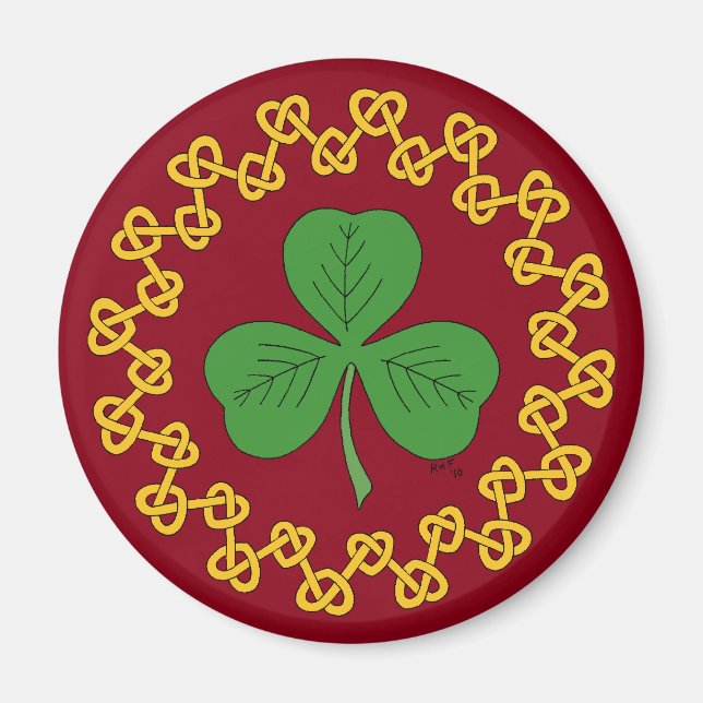 Shamrock and Knotwork on Red Magnet (Framsidan)