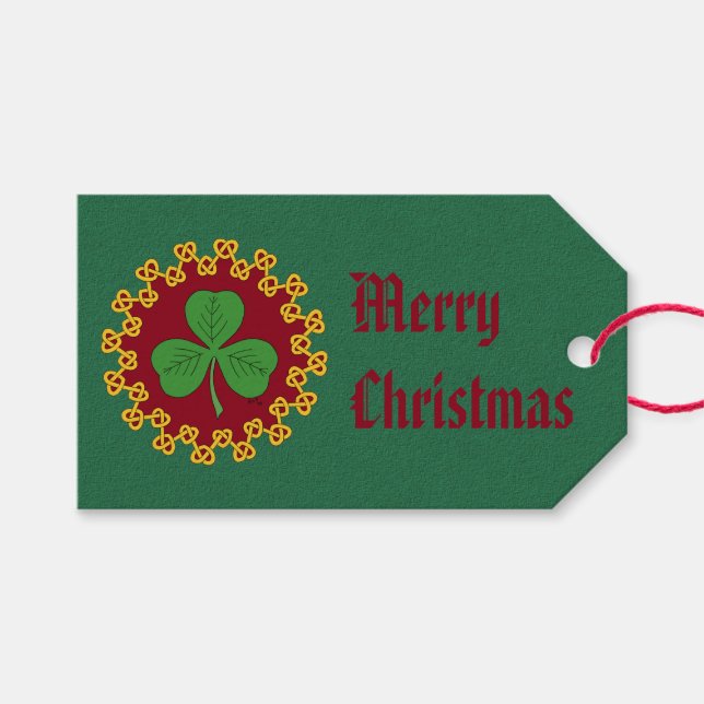 Shamrock and Knotwork on Red Presentetikett (Framsidan (Horisontell))