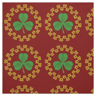 Shamrock and Knotwork on Red Tyg
