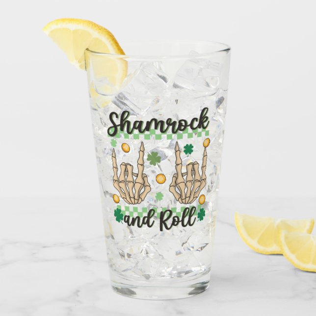 Shamrock and Roll Hand Skeleton Glaskopp (Framsida Ice)