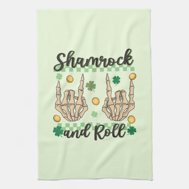 Shamrock and Roll Hand Skeleton Kökshandduk (Vertikal)