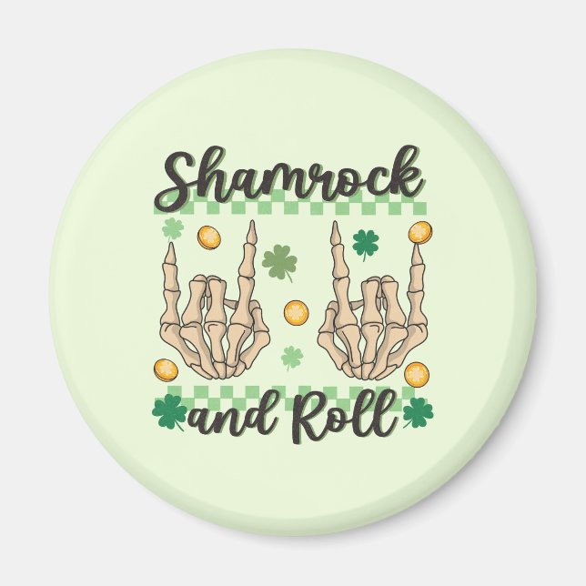 Shamrock and Roll Hand Skeleton Magnet (Framsidan)