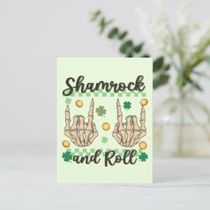 Shamrock and Roll - Skeleton Hand Vykort