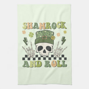 Shamrock and Roll - Skeleton Klöver Kökshandduk