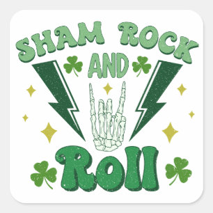 Shamrock and Roll St patrick's day Fyrkantigt Klistermärke