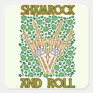 Shamrock and Roll St patrick's day Fyrkantigt Klistermärke