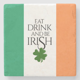 Shamrock Ät Drick och Var Irländsk Flagga Stenunderlägg