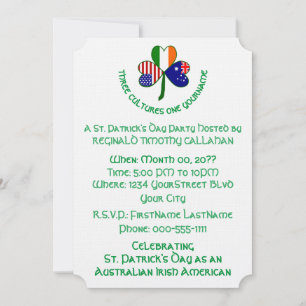 Shamrock Australien Irland USA flaggor Inbjudningar