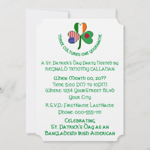 Shamrock Bangladesh Irland USA Personlig Text Inbjudningar