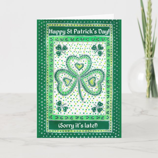 Shamrock Belated St patrick's day Card Kort (Framsida)