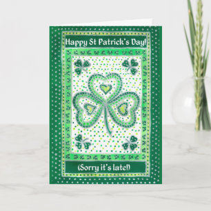 Shamrock Belated St patrick's day Card Kort