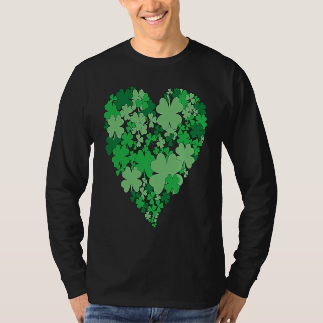 Shamrock Big Heart St Patrick's Day Cute Irish T Shirt (Framsida)