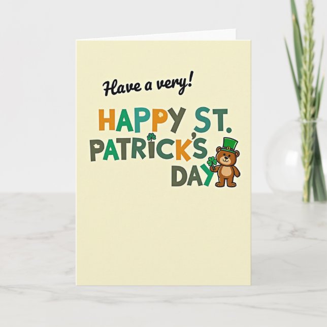 Shamrock Björn Glad St Patricks Kort (Framsida)