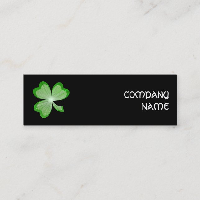 Shamrock Black affärskort smala Mini Visitkort (Framsida)