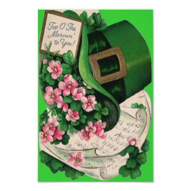 Shamrock Blomma Leprechaun Hatt Notblad Fototryck (Framsidan)
