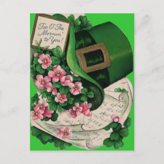 Shamrock Blomma Leprechaunhatt Notblad Vykort (Framsida)