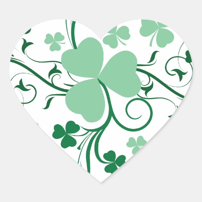 Shamrock blommar hjärtformat klistermärke (Framsida)