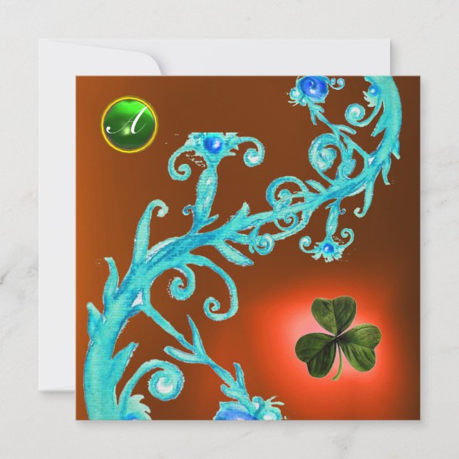 SHAMROCK BLOMMIGT ST PATRICK'S DAY PARTY MONOGRAM INBJUDNINGAR (Framsida)