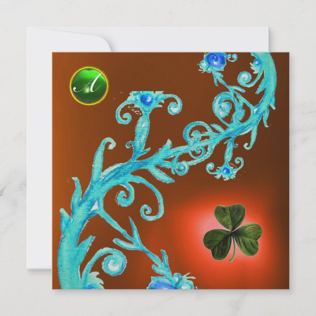 SHAMROCK BLOMMIGT ST PATRICK'S DAY PARTY MONOGRAM INBJUDNINGAR (Framsida)